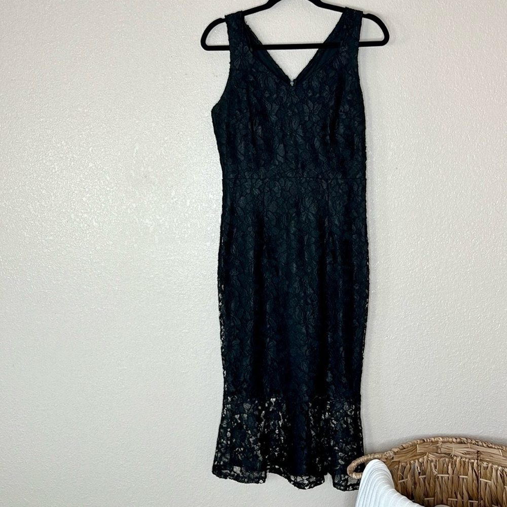 Enfocus Studio Black Floral Lace Dress